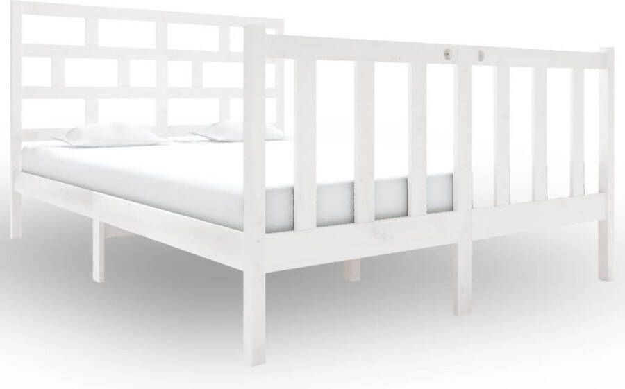 VidaXL -Bedframe-massief-grenenhout-wit-120x190-cm-4FT-Small-Double