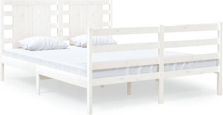 VidaXL -Bedframe-massief-grenenhout-wit-120x190-cm-4FT-Small-Double