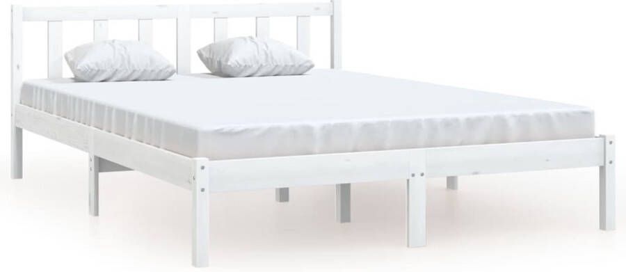 VidaXL -Bedframe-massief-grenenhout-wit-120x190-cm-4FT-Small-Double