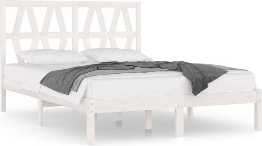 VidaXL Bedframe massief grenenhout wit 150x200 cm 5FT King Size