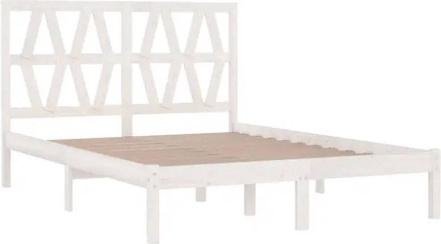 vidaXL Bedframe massief grenenhout wit 140x190 cm