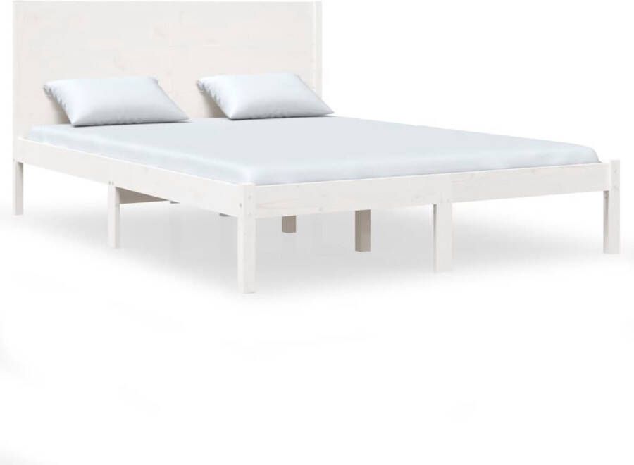 VidaXL Bedframe massief hout wit 150x200 cm 5FT King Size