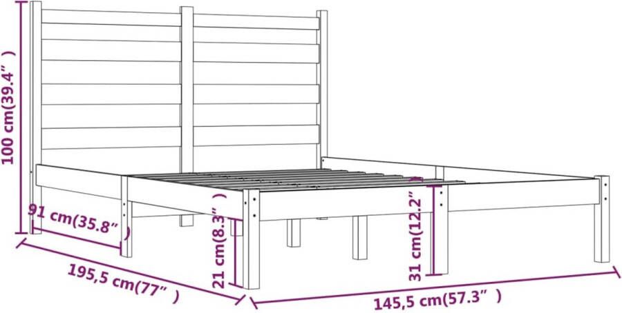 VidaXL Bedframe massief grenenhout wit 120x190 cm 4FT Small Double