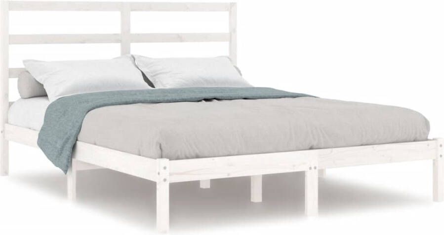 VidaXL -Bedframe-massief-hout-wit-120x190-cm-4FT-Small-Double