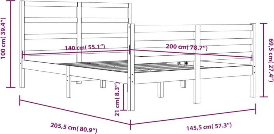 VidaXL Bedframe massief grenenhout wit 120x190 cm 4FT Small Double