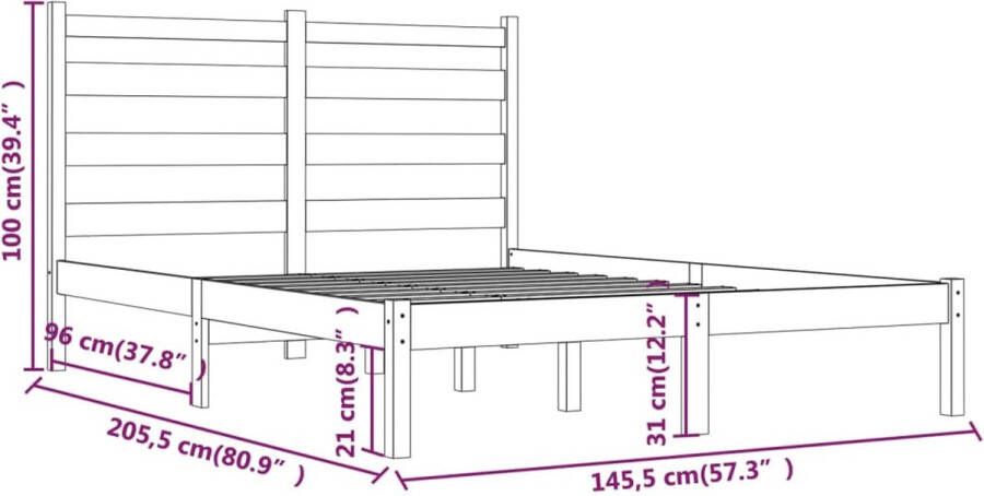 VidaXL Bedframe massief grenenhout wit 120x190 cm 4FT Small Double