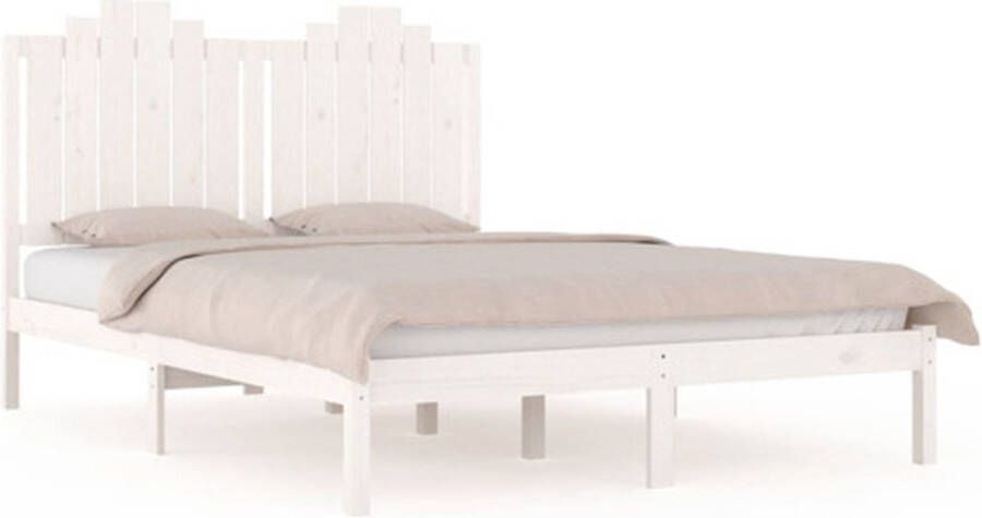 VidaXL Bedframe massief grenenhout wit 150x200 cm 5FT King Size