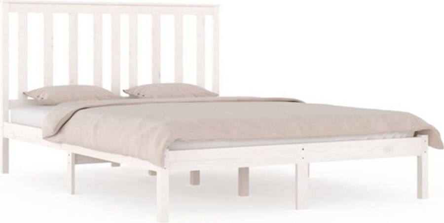 VidaXL Bedframe massief grenenhout wit 150x200 cm 5FT King Size