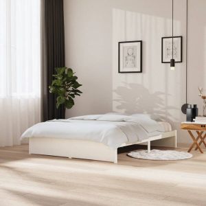 VidaXL Bedframe massief grenenhout wit 150x200 cm King Size