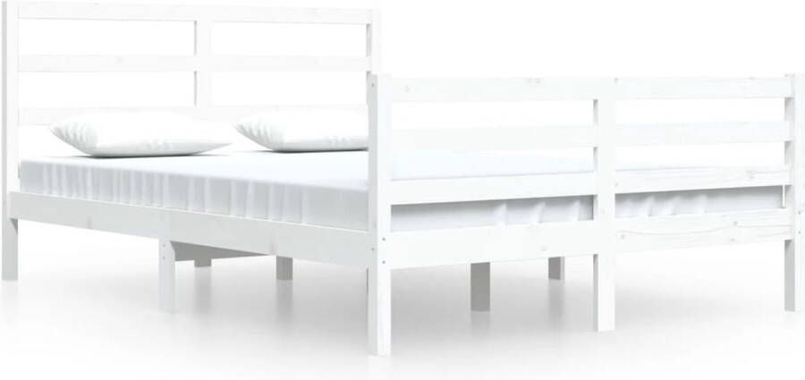 VidaXL Bedframe massief grenenhout wit 120x190 cm 4FT Small Double