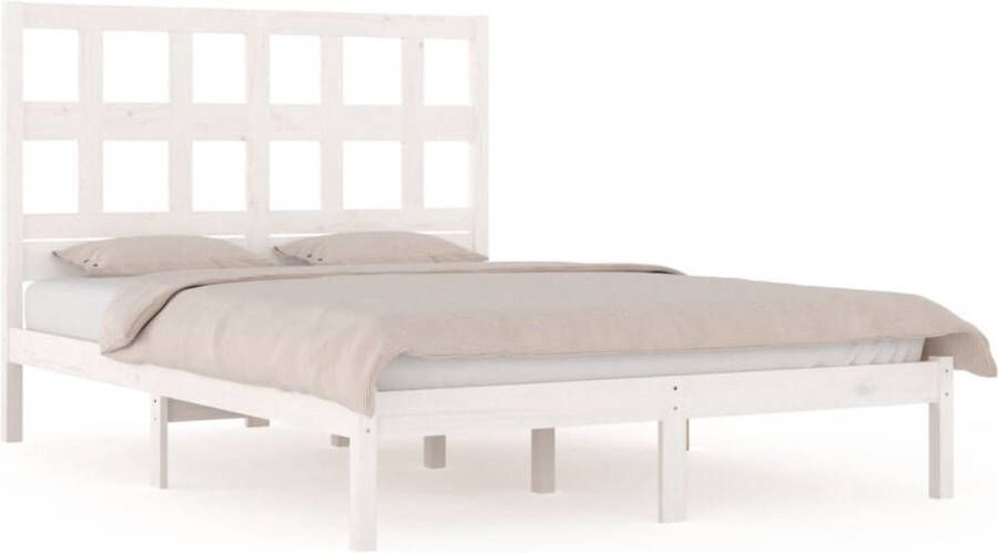 VidaXL -Bedframe-massief-grenenhout-wit-180x200-cm-6FT-Super-King-Size