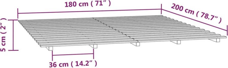 VidaXL -Bedframe-massief-grenenhout-wit-180x200-cm