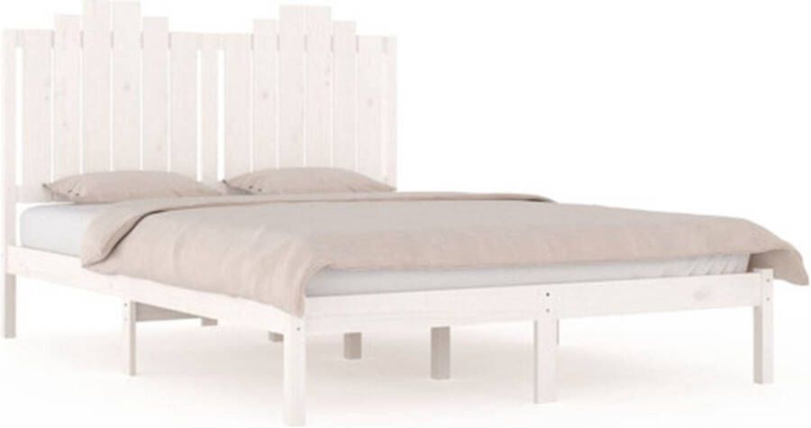VidaXL Bedframe massief grenenhout wit 180x200 cm 6FT Super King