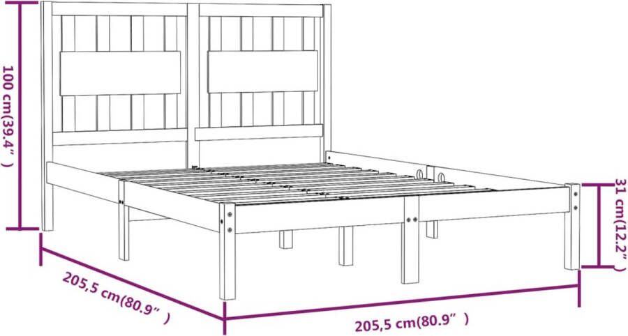 vidaXL -Bedframe-massief-grenenhout-wit-200x200-cm