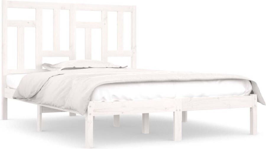 vidaXL -Bedframe-massief-grenenhout-wit-200x200-cm