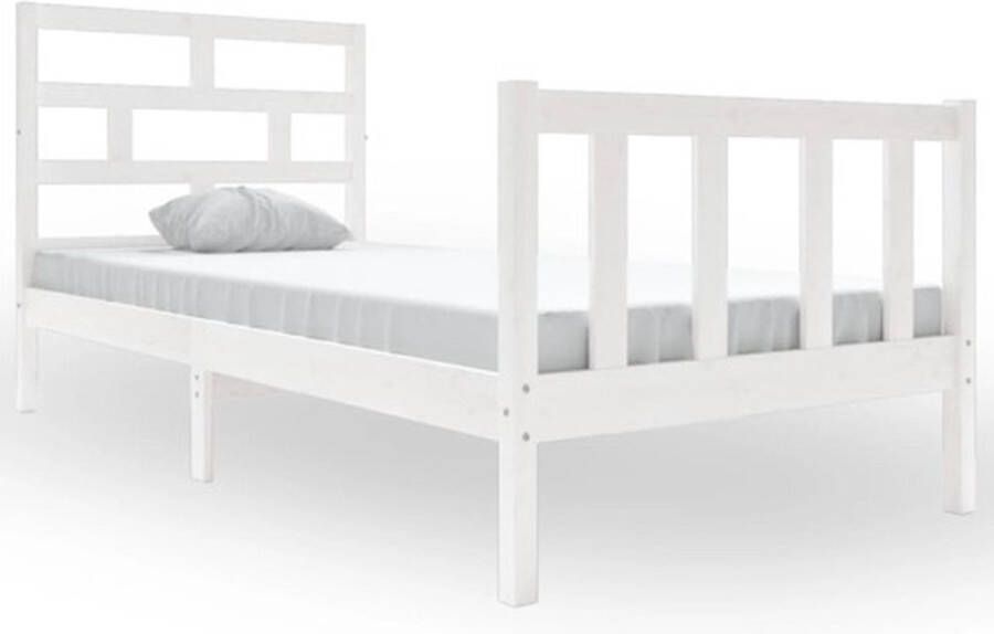 VidaXL Bedframe massief grenenhout wit 90x190 cm 3FT single