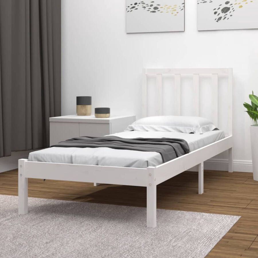 VidaXL Bedframe massief grenenhout wit 90x190 cm 3FT Single