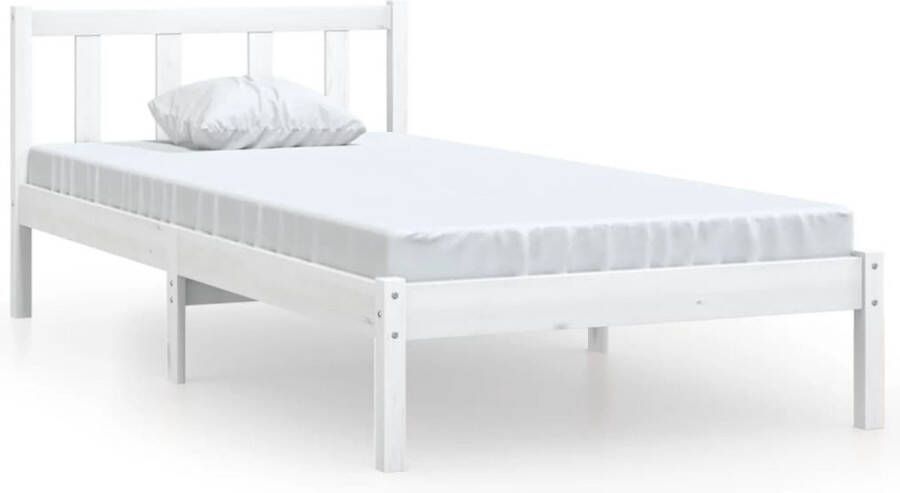 VidaXL -Bedframe-massief-grenenhout-wit-90x190-cm-3FT-Single