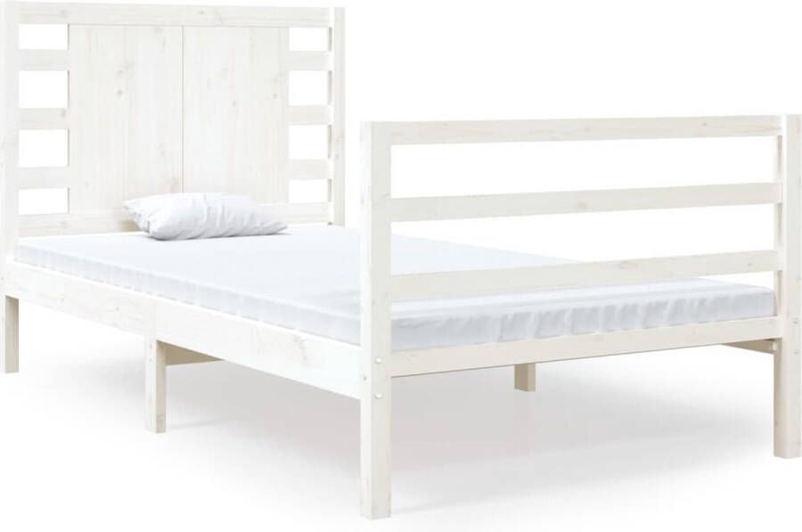 VidaXL Bedframe zonder matras massief grenenhout wit 90x190 cm