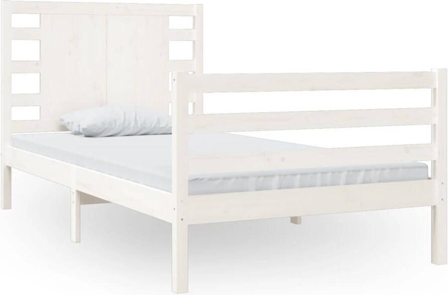 VidaXL Bedframe zonder matras massief grenenhout wit 140x200 cm