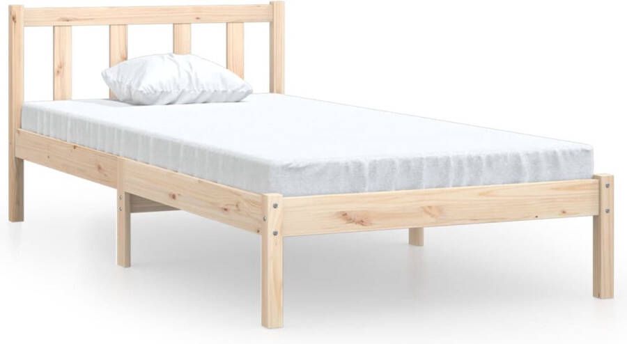 VidaXL -Bedframe-massief-grenenhout-zwart-75x190-cm-Small-Single