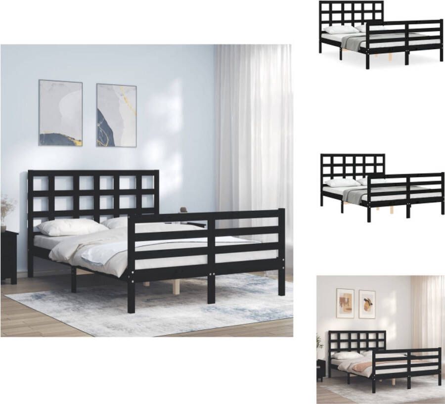 VidaXL Bedframe Massief Grenenhout Zwarte 195.5 x 145.5 x 100 cm Bed