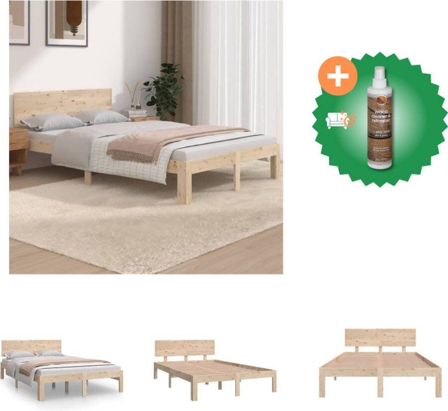 VidaXL Bedframe massief hout 120x190 cm 4FT Small Double Bed Inclusief Houtreiniger en verfrisser