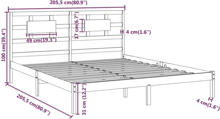 VidaXL -Bedframe-massief-hout-200x200-cm