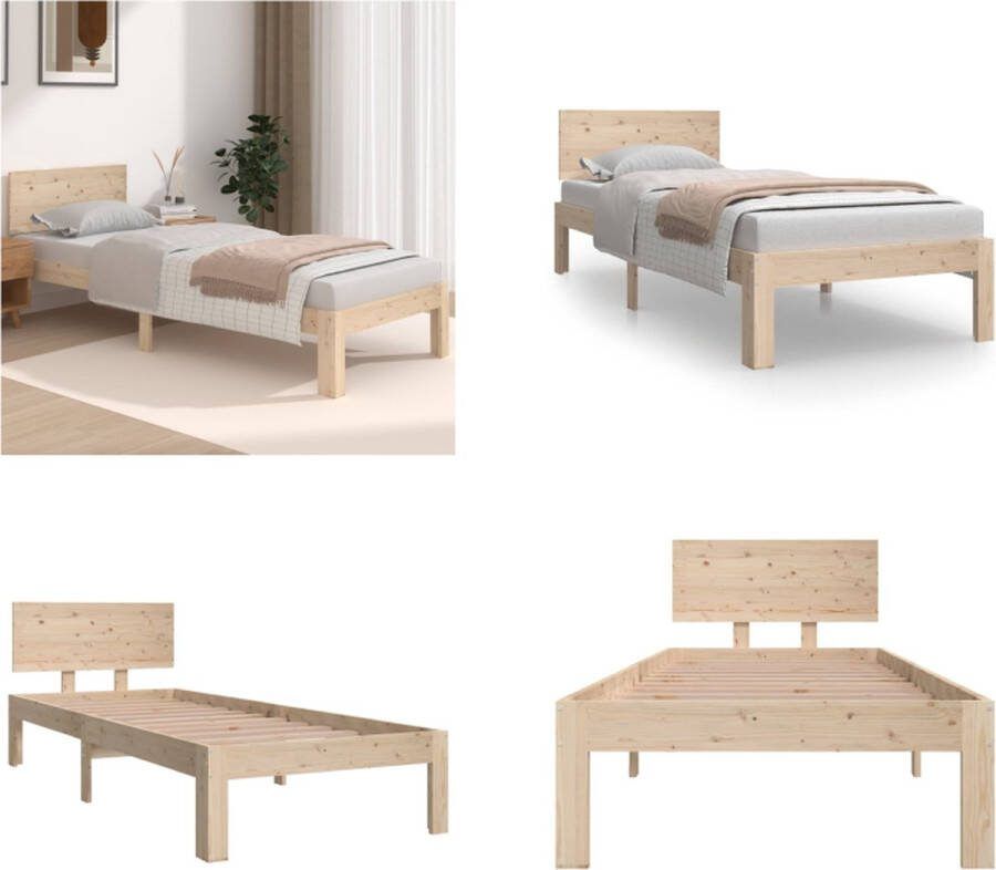 VidaXL Bedframe massief hout 75x190 cm 2FT6 Small Single Bedframe Bedframes Bed Bedbodem