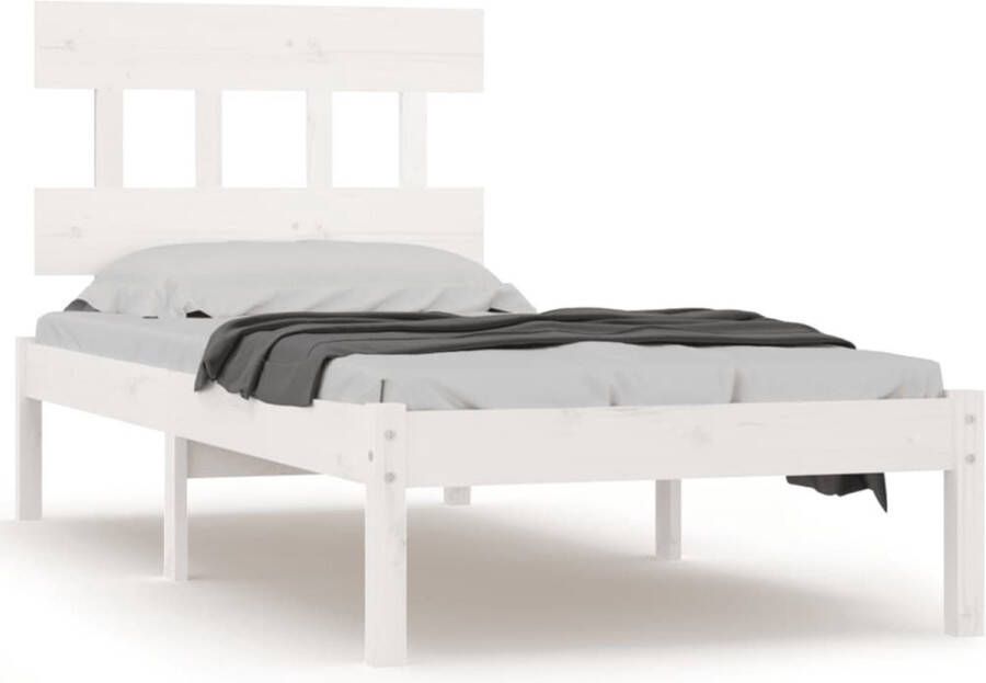 VidaXL Bedframe massief hout wit 90x190 cm 3FT6 Single