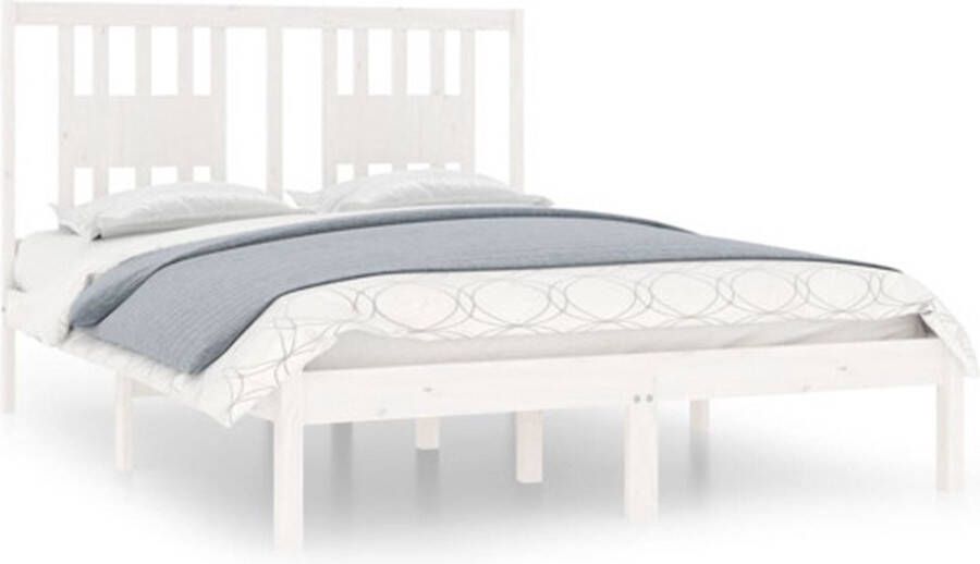 VidaXL -Bedframe-massief-hout-wit-120x190-cm-4FT-Small-Double