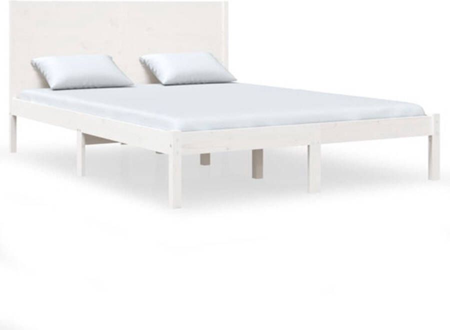 VidaXL Bedframe massief hout wit 120x190 cm 4FT Small Double