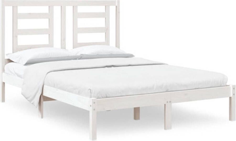 VidaXL Bedframe massief hout wit 120x190 cm 4FT Small Double