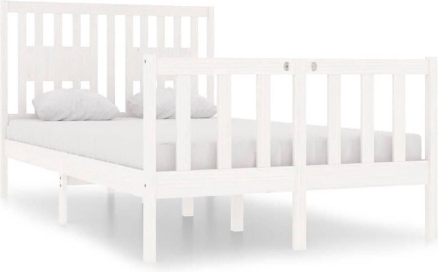 VidaXL -Bedframe-massief-hout-wit-120x190-cm-4FT-Small-Double