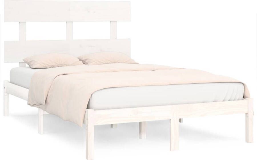 VidaXL Bedframe massief hout wit 120x190 cm 4FT Small Double