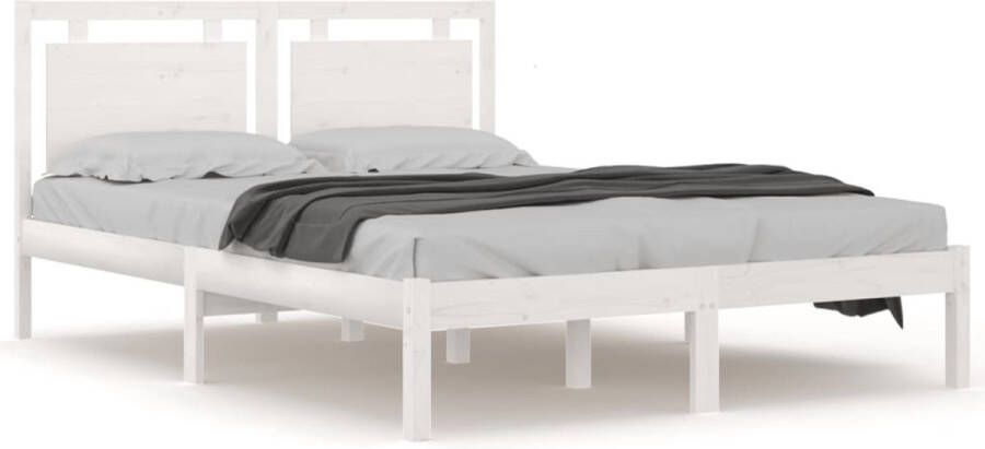 VidaXL Bedframe massief hout wit 120x190 cm 4FT Small Double