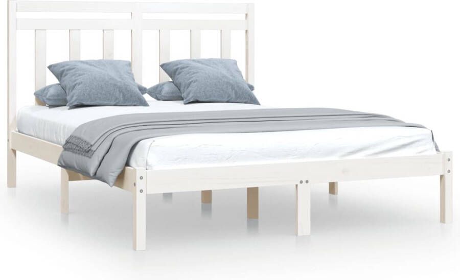 VidaXL -Bedframe-massief-hout-wit-120x190-cm-4FT-Small-Double