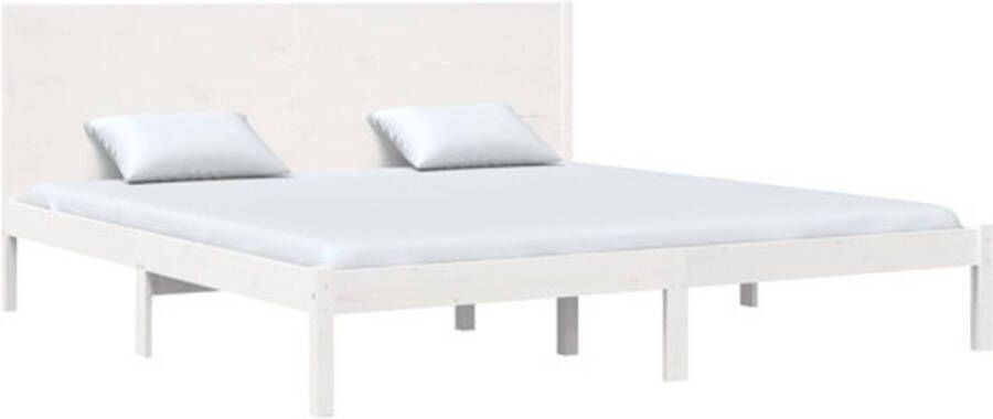 VidaXL Bedframe massief hout wit 180x200 cm 6FT Super King