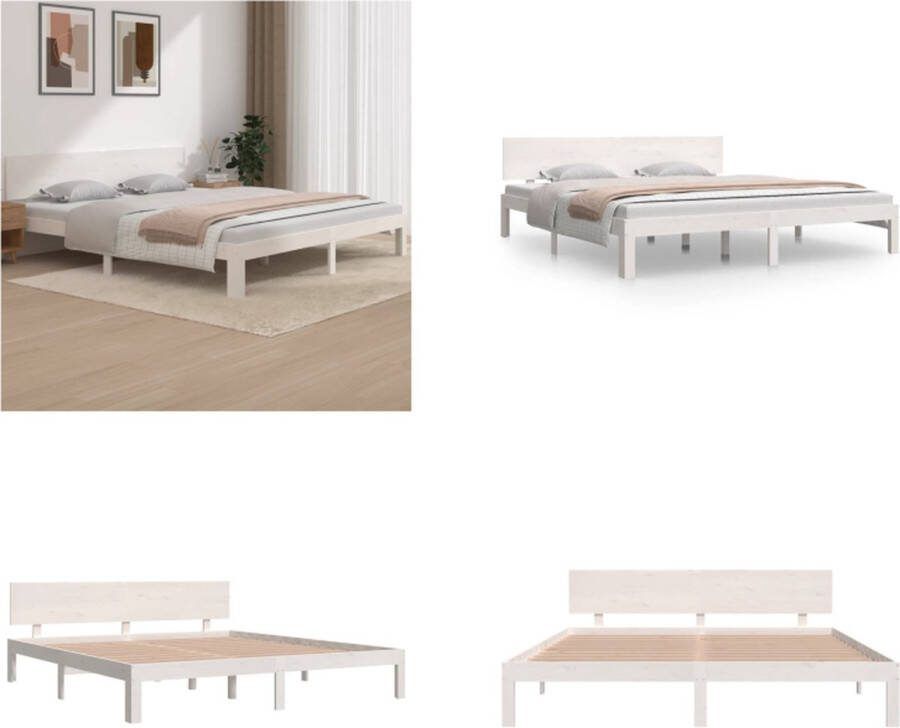 VidaXL Bedframe massief hout wit 180x200 cm 6FT Super King Bedframe Bedframes Bed Bedbodem