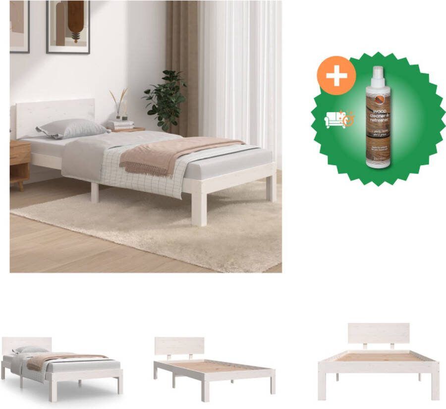 VidaXL Bedframe massief hout wit 90x190 cm 3FT Single Bed Inclusief Houtreiniger en verfrisser