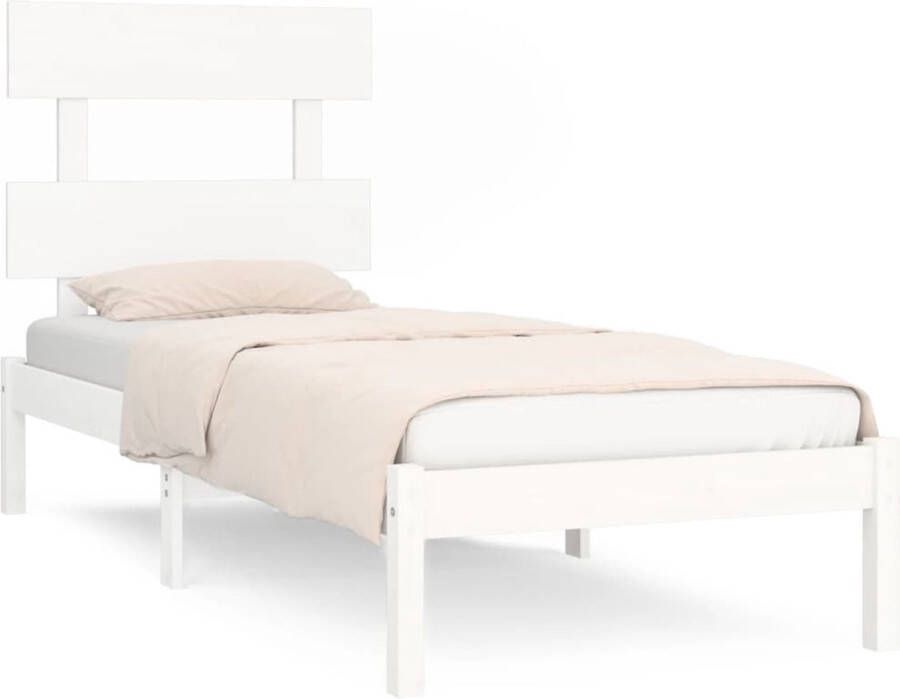 VidaXL Bedframe massief hout wit 90x190 cm 3FT6 Single