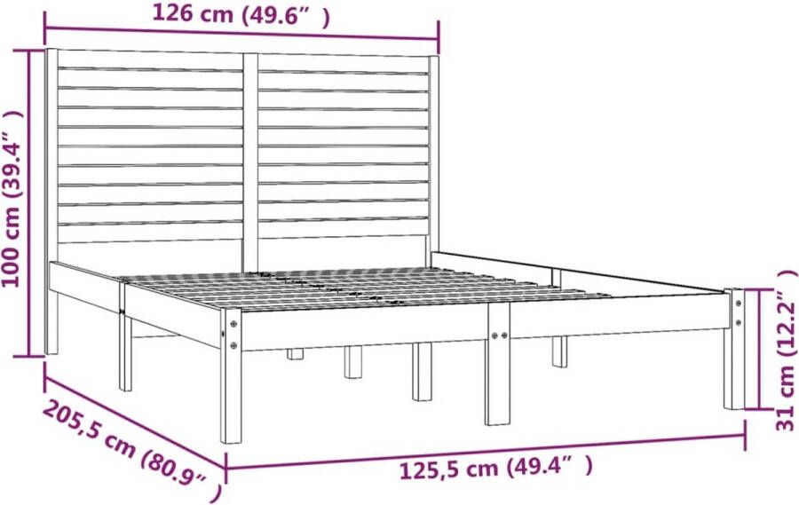 vidaXL -Bedframe-massief-hout-zwart-120x200-cm