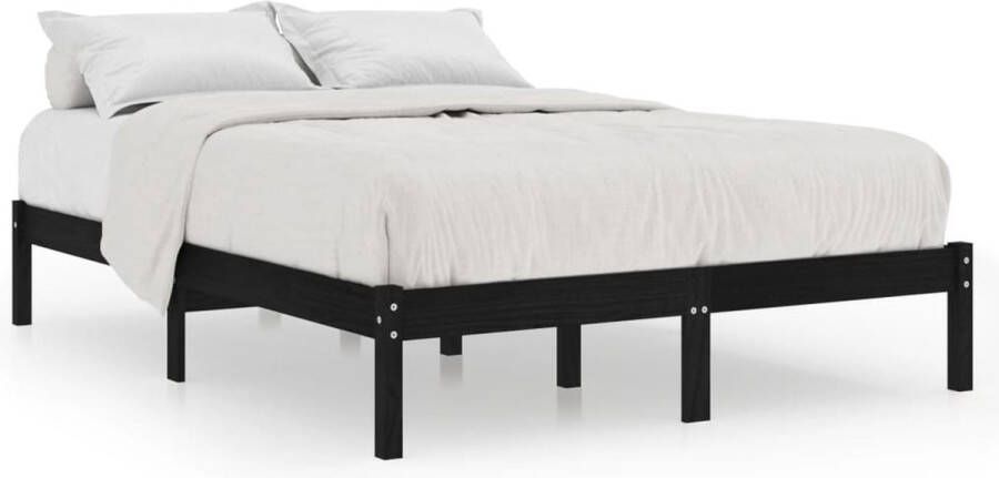 VidaXL -Bedframe-massief-hout-zwart-150x200-cm-5FT-King-Size