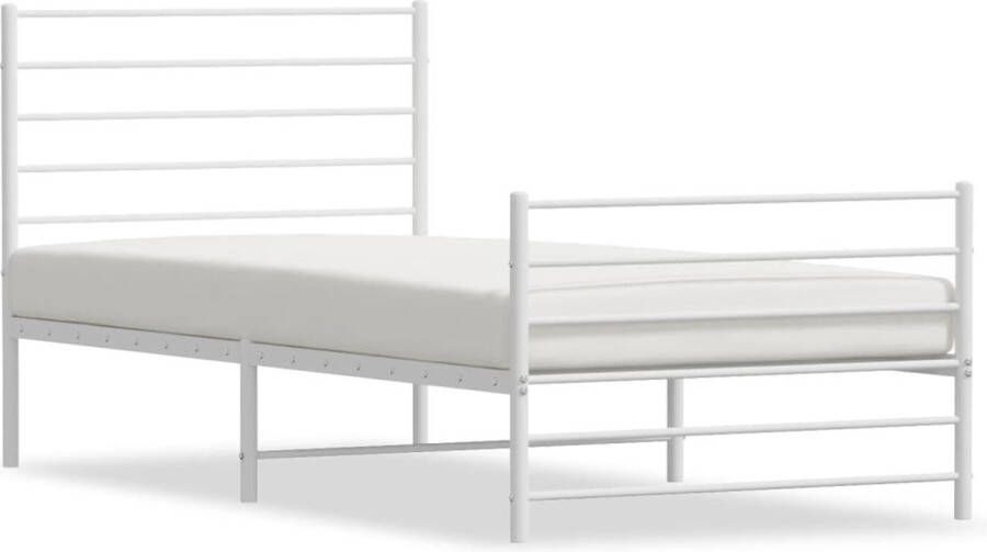 VidaXL -Bedframe-met-hoofd--en-voeteneinde-metaal-wit-100x190-cm