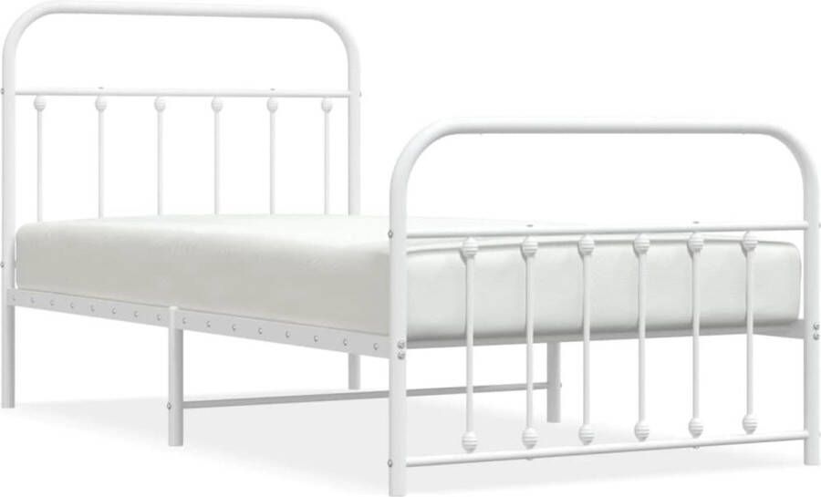 VidaXL -Bedframe-met-hoofd--en-voeteneinde-metaal-wit-100x190-cm