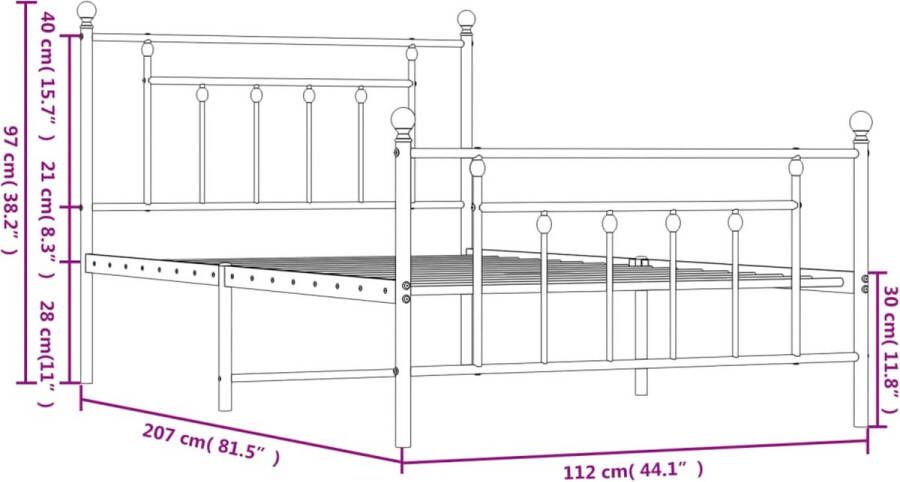 VidaXL -Bedframe-met-hoofd--en-voeteneinde-metaal-wit-107x203-cm