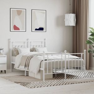 VidaXL Bedframe met hoofd- en voeteneinde metaal wit 120 x 190 cm