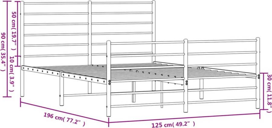 VidaXL -Bedframe-met-hoofd--en-voeteneinde-metaal-wit-120-x-190-cm