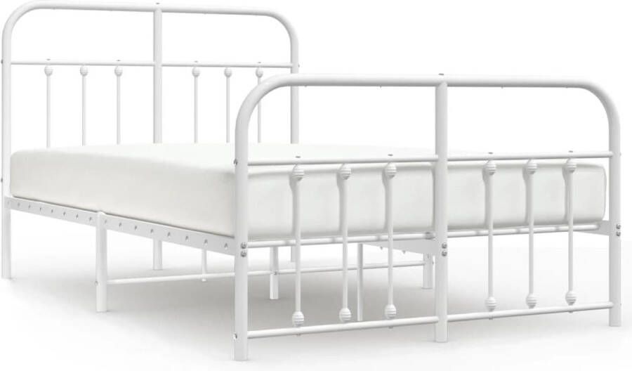 VidaXL -Bedframe-met-hoofd--en-voeteneinde-metaal-wit-120-x-190-cm