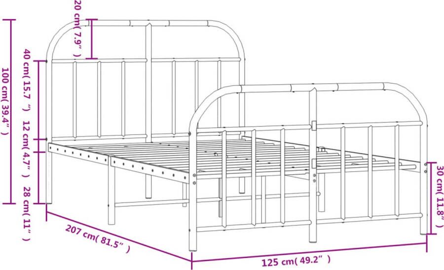 VidaXL -Bedframe-met-hoofd--en-voeteneinde-metaal-wit-120x200-cm